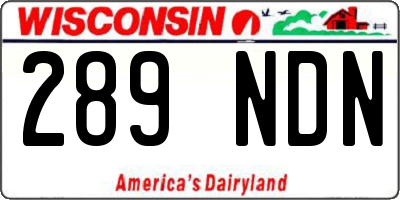 WI license plate 289NDN