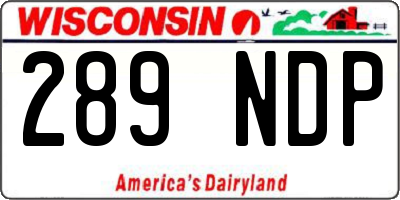 WI license plate 289NDP
