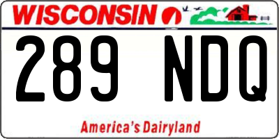 WI license plate 289NDQ