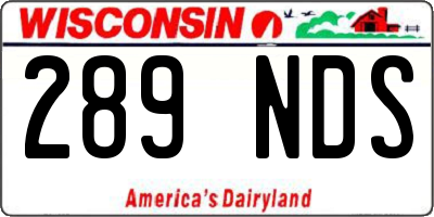 WI license plate 289NDS