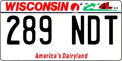 WI license plate 289NDT