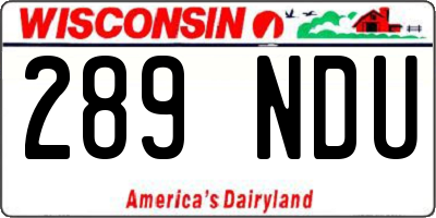 WI license plate 289NDU