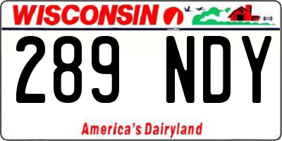 WI license plate 289NDY