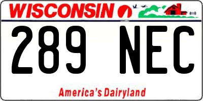 WI license plate 289NEC