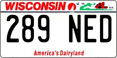 WI license plate 289NED