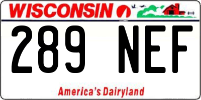WI license plate 289NEF