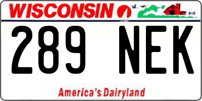 WI license plate 289NEK
