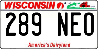 WI license plate 289NEO