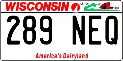 WI license plate 289NEQ