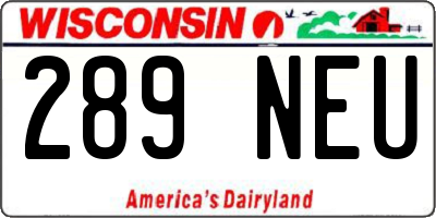 WI license plate 289NEU