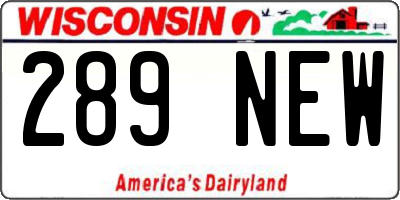 WI license plate 289NEW