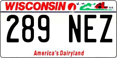 WI license plate 289NEZ