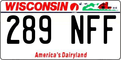 WI license plate 289NFF
