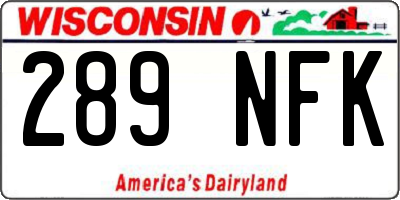 WI license plate 289NFK