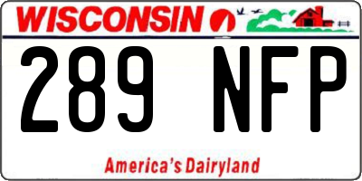WI license plate 289NFP