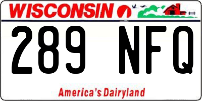 WI license plate 289NFQ