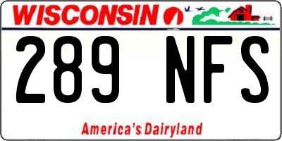 WI license plate 289NFS