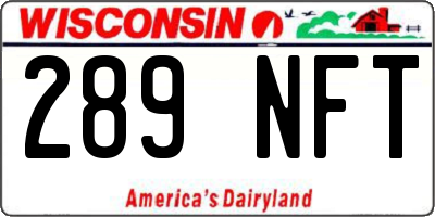 WI license plate 289NFT