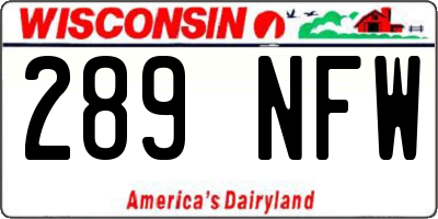 WI license plate 289NFW