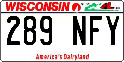 WI license plate 289NFY