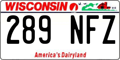 WI license plate 289NFZ