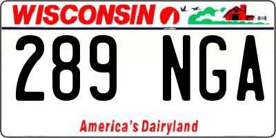 WI license plate 289NGA