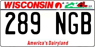 WI license plate 289NGB