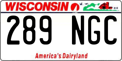 WI license plate 289NGC
