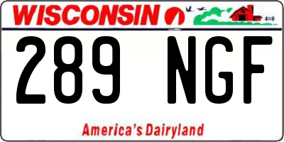 WI license plate 289NGF