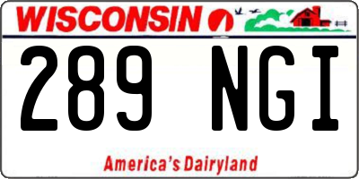 WI license plate 289NGI