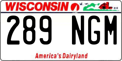 WI license plate 289NGM