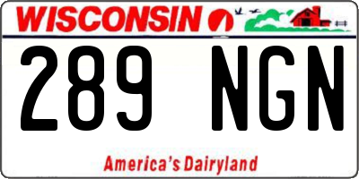 WI license plate 289NGN