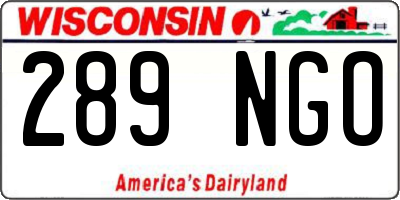 WI license plate 289NGO