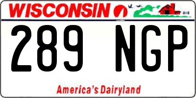 WI license plate 289NGP