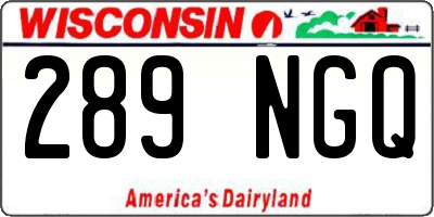 WI license plate 289NGQ