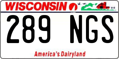 WI license plate 289NGS