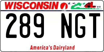 WI license plate 289NGT