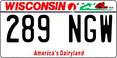 WI license plate 289NGW