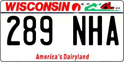WI license plate 289NHA