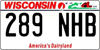 WI license plate 289NHB