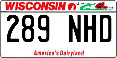 WI license plate 289NHD