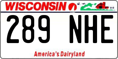 WI license plate 289NHE