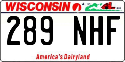 WI license plate 289NHF