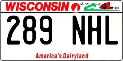 WI license plate 289NHL
