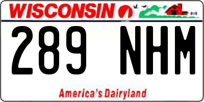 WI license plate 289NHM