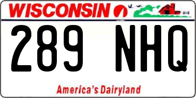 WI license plate 289NHQ