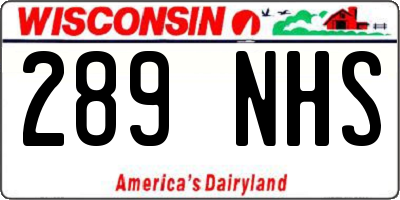 WI license plate 289NHS