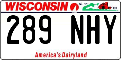 WI license plate 289NHY
