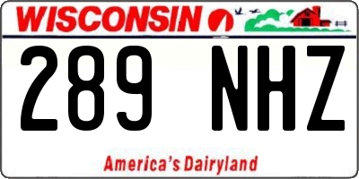 WI license plate 289NHZ