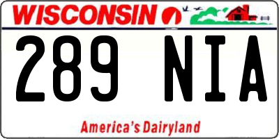 WI license plate 289NIA